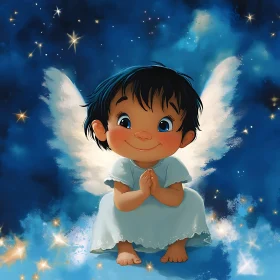 Cute Angel with Wings Illustration