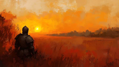 Warrior's Sunset Contemplation