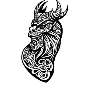 Stylized Demon with Tribal Ornaments