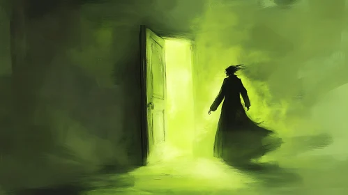 Shadow Figure in Green Light