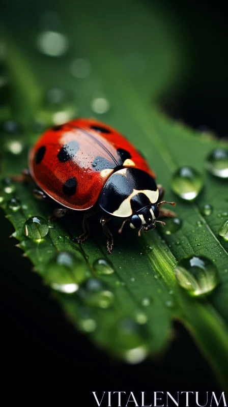 Intriguing Ladybug on Green Leaf Image AI Image