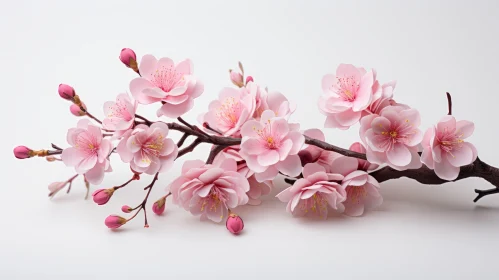 Pink Cherry Blossoms against White - A Floral Still-life