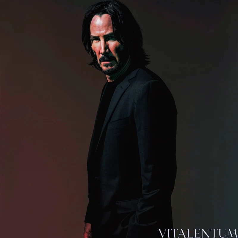 Intense Portrait of Keanu Reeves AI Image