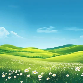 Rolling Hills and Daisy Field