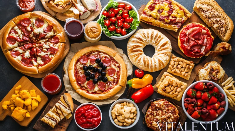 AI ART Gourmet Pizza and Snack Feast