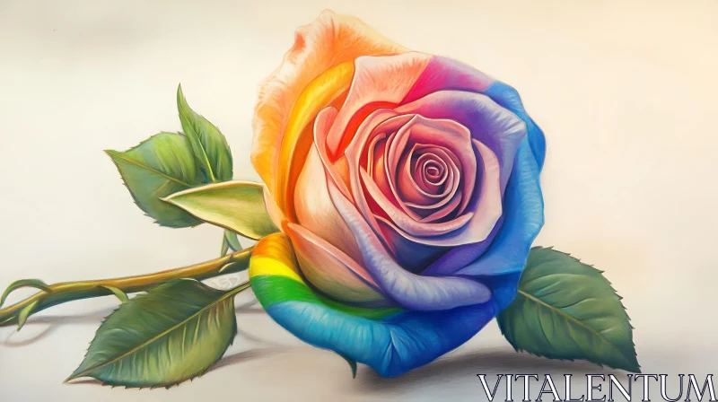 Rainbow Colored Rose AI Image