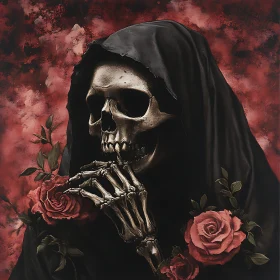 Skull with Roses in Shadow