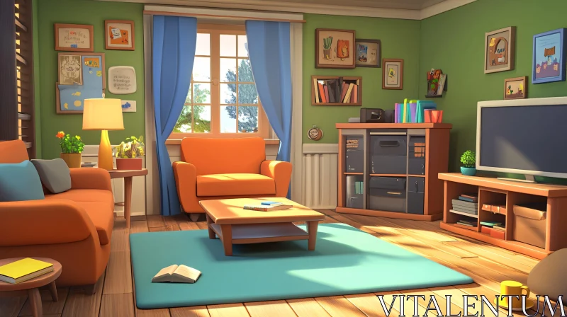 Cozy Cartoon Interior Design AI Image