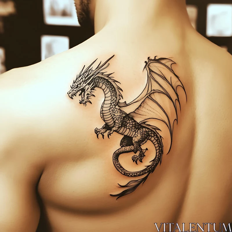 AI ART Intricate Dragon Tattoo on Shoulder