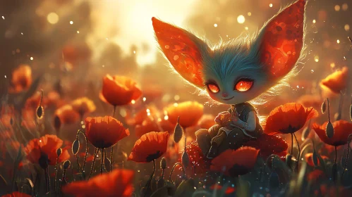 Whimsical Being Amongst Orange Poppies