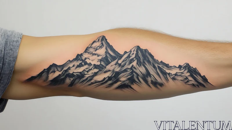 Detailed Mountain Tattoo on Arm AI Image