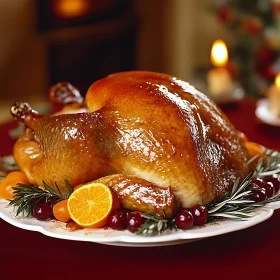 Golden Thanksgiving Turkey with Fruit Garnish