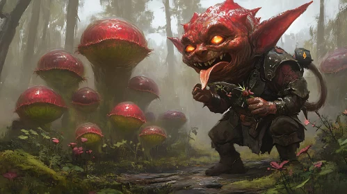 Red Goblin in Mushroom Forest