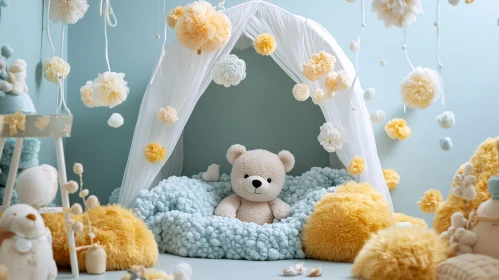 Cozy Teddy Bear Nursery Scene