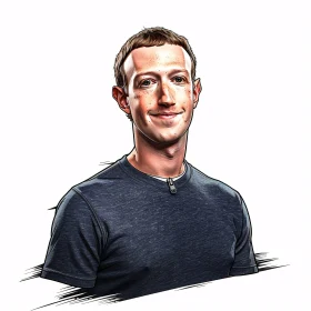 Cartoon Art of Mark Zuckerberg