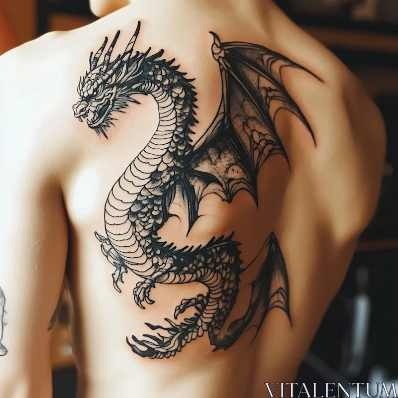 Detailed Mythical Dragon Tattoo AI Image