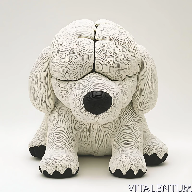 AI ART Modern Dog Sculpture with Brain Design