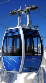Captivating Cable Car Artwork in Blue | Photorealistic Detailing