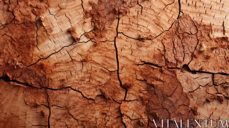 Cracked Tree Surface in Terracotta - A Precisionist Art Perspective AI Image