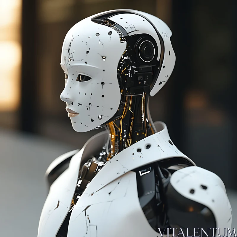 Sleek White Humanoid Cyborg AI Image