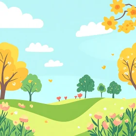 Cartoon Spring Landscape