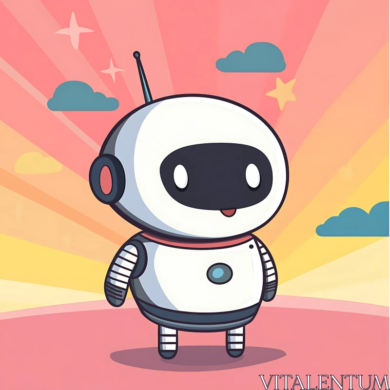 AI ART Cartoon Robot with Pastel Background