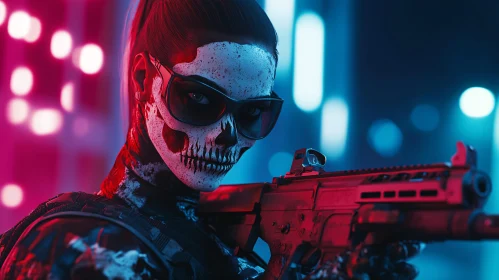 Neon Warrior with Skull Face Paint