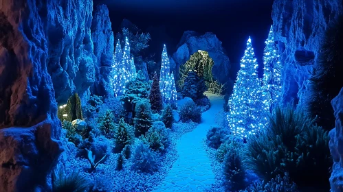 Mystical Blue Forest in Winter
