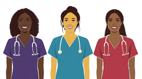 Trio of Nurses Graphic Art