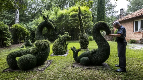Sculpted Greenery: Topiary Artistry Display