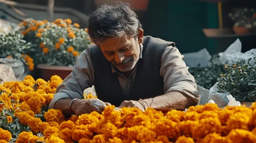 Portrait of a Man Among Flowers