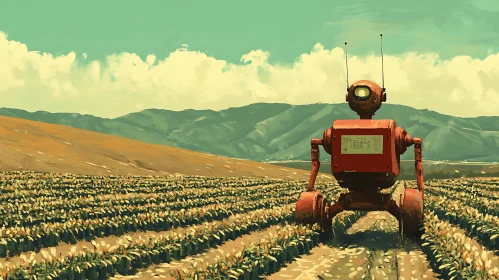 Agricultural Robot in Rural Landscape