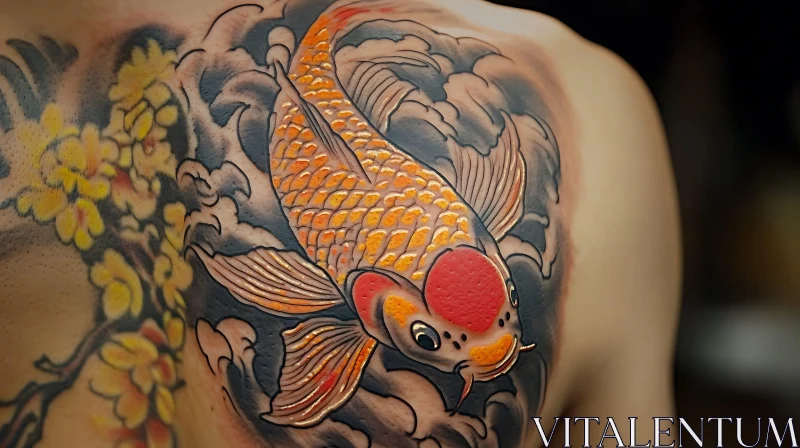 Traditional Koi Fish Body Art AI Image