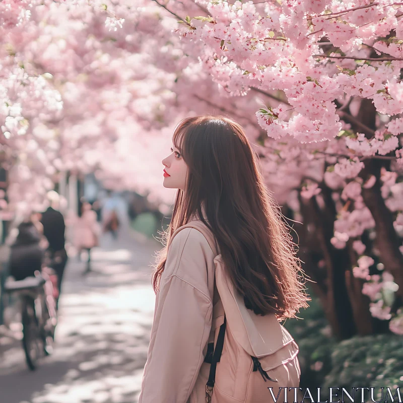 Spring Portrait with Blossoms AI Image