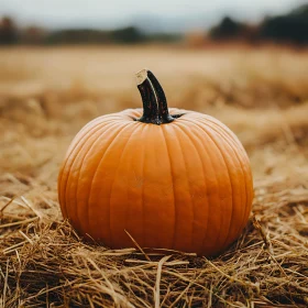 Harvest Pumpkin on Straw