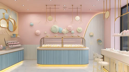 Elegant Pastel Confectionery Interior Design