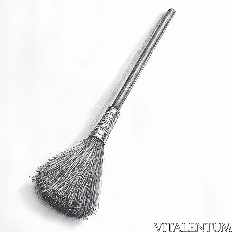 Detailed Monochrome Broom Drawing AI Image