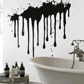 Modern Bathroom with Ink Drip Design