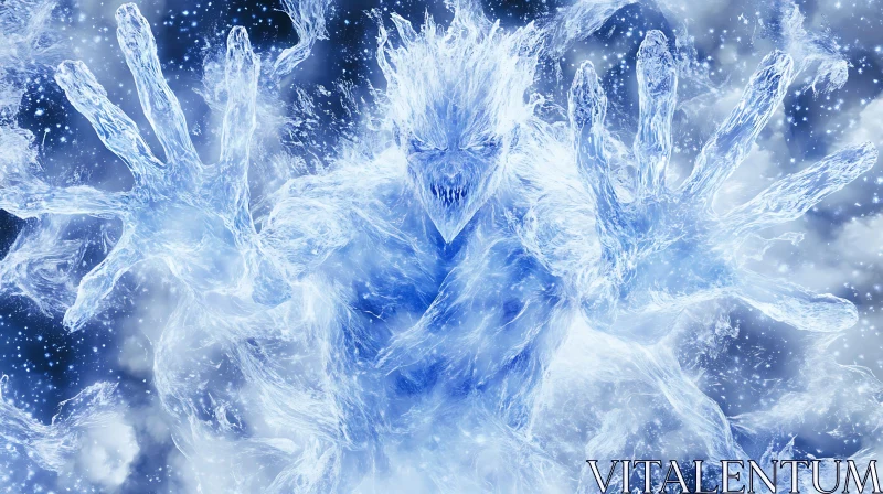 AI ART Chilling Specter: The Ice Monster's Wrath