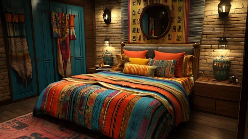 Rustic Bedroom with Bohemian Design