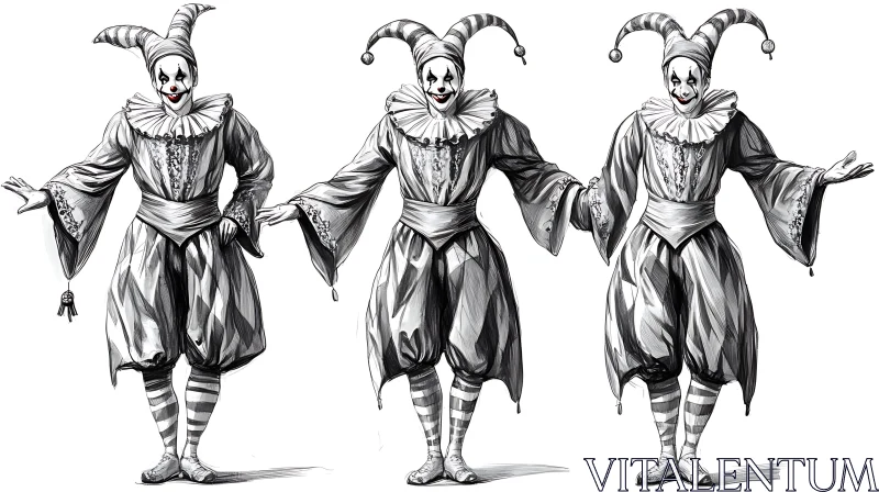 AI ART Three Jesters in Monochrome