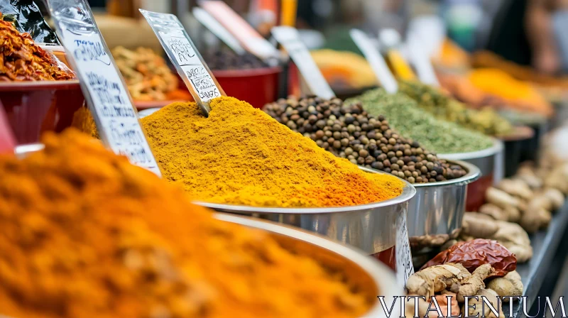 Spices Array in Market Stall AI Image