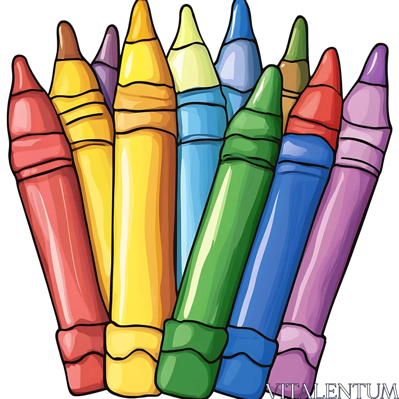 AI ART Vibrant Crayon Collection on White Background