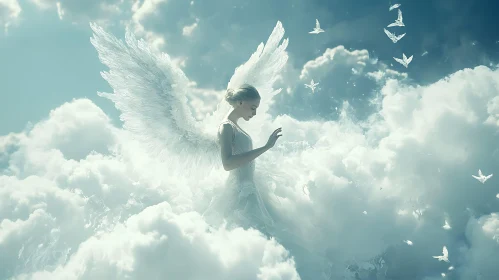 Angel with Wings in the Clouds