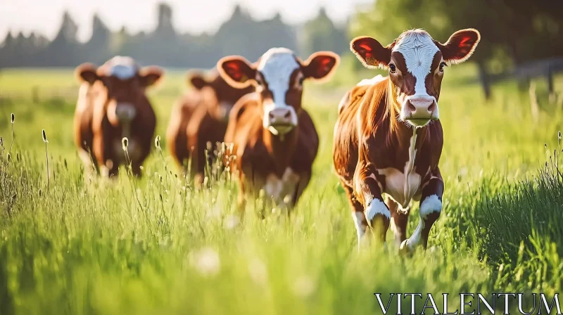 AI ART Cattle Grazing in Meadow