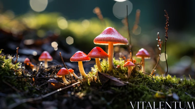 Fantasy-Inspired Forest Mushrooms in Autumnal Light AI Image