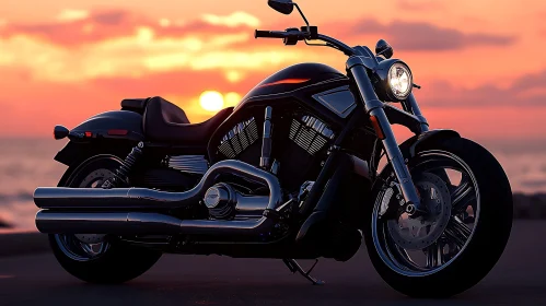 Sunset Ride: A Motorcycle's Silhouette