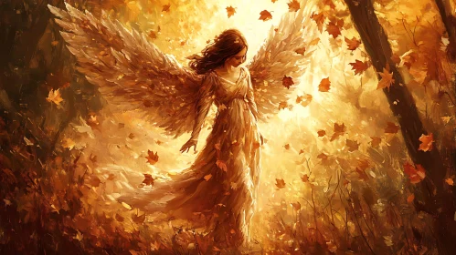 Autumn Angel in Forest of Gold