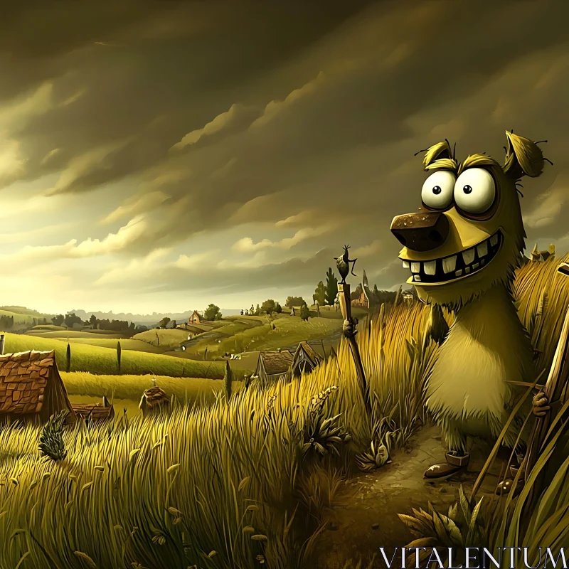 AI ART Whimsical Dog in Rural Setting