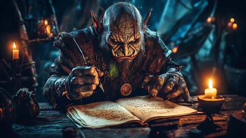 Illuminated Orc: Writing by Candlelight